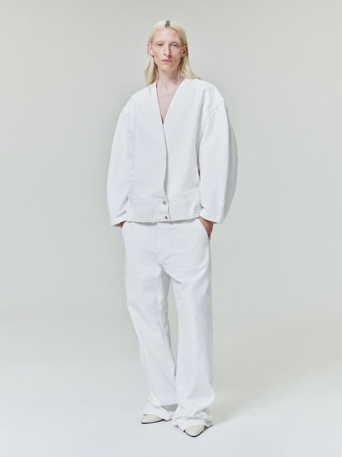 Womens Cotton Twill Utility Pant - White - Image 2