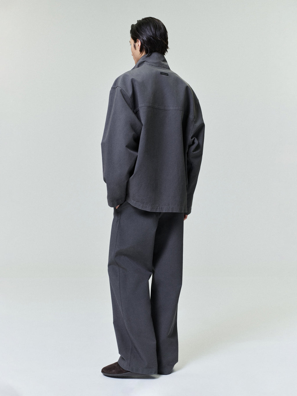 Garment Dyed Cotton Casual Pant - Dark Grey - Image 2