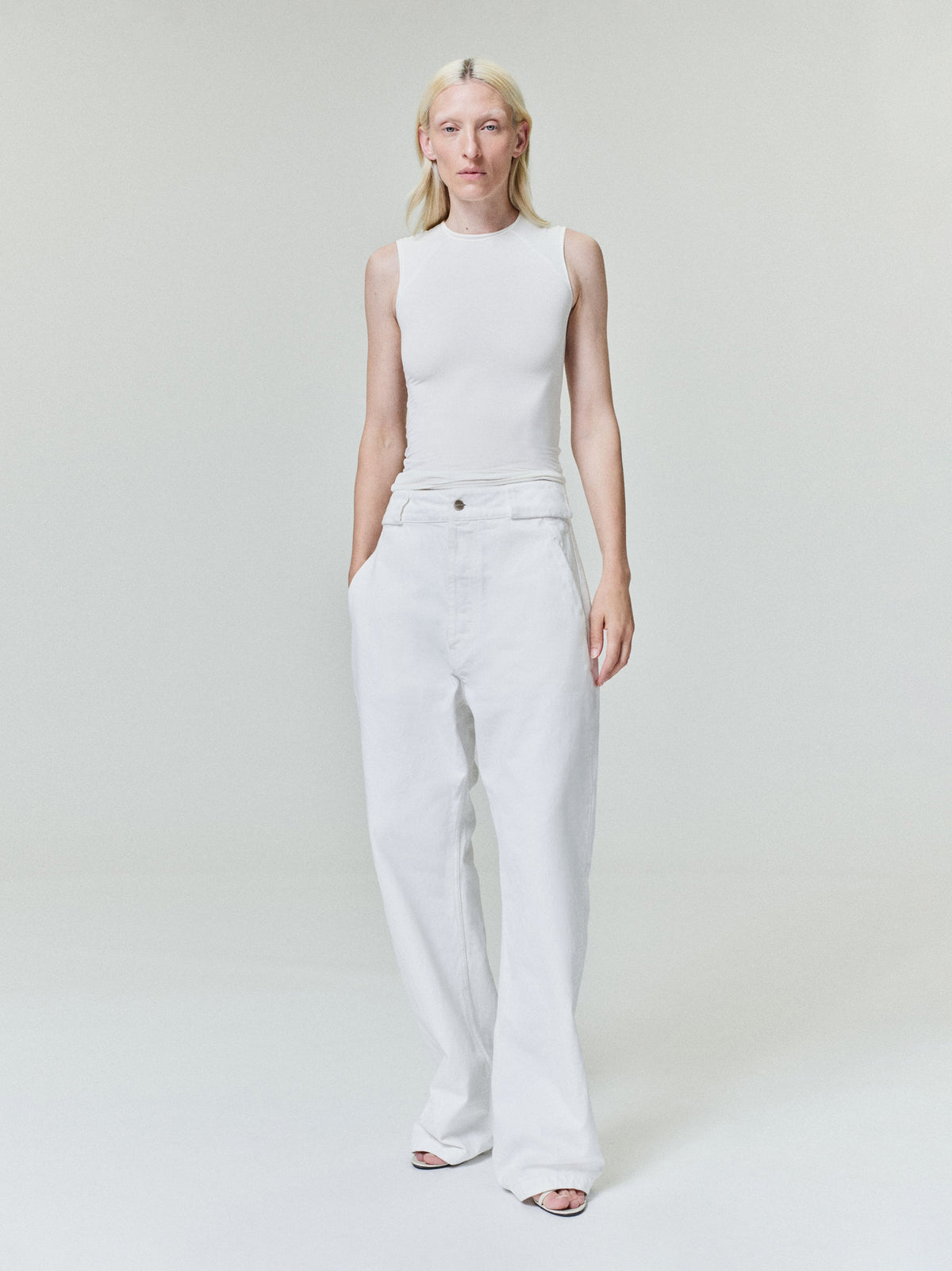 Womens Cotton Twill Utility Pant - White - Image 1