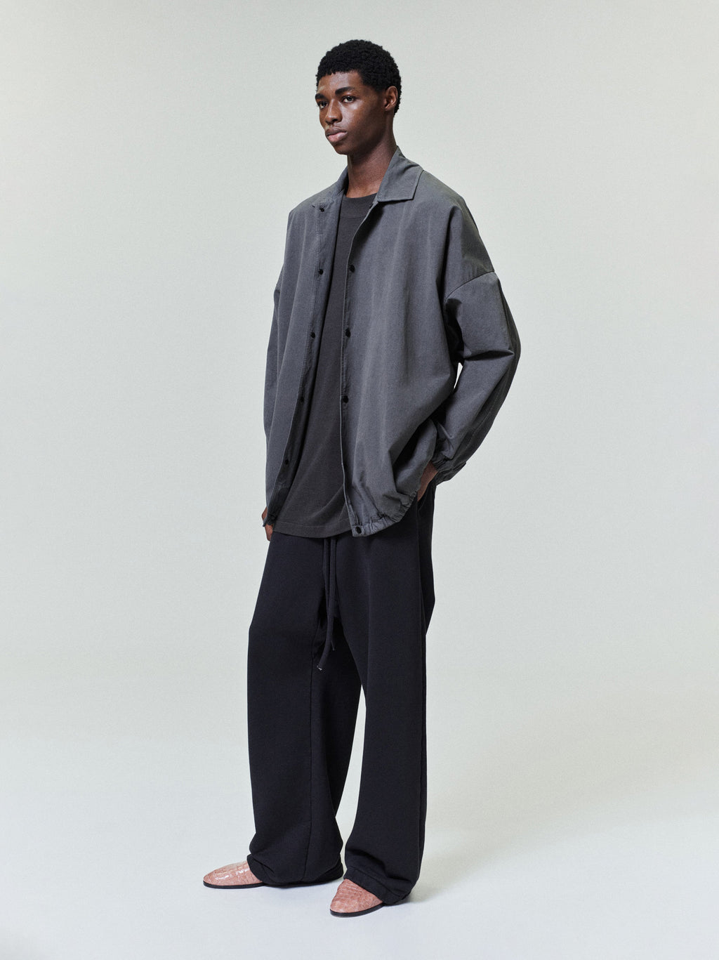 Garment Dyed Cotton Windbreaker - Dark Grey - Image 3