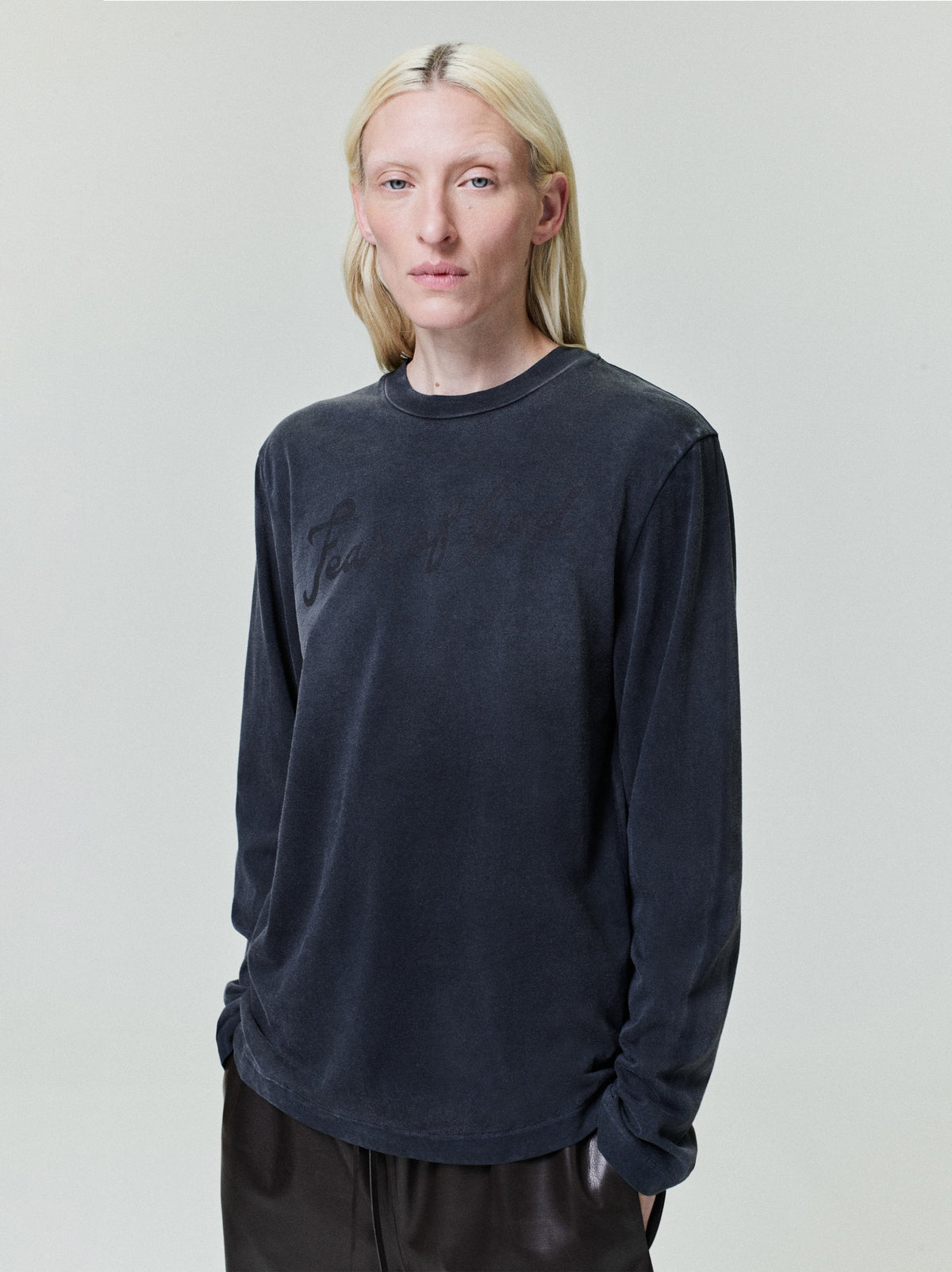 Womens Fear Of God Long Sleeve Tee - Black - Image 1