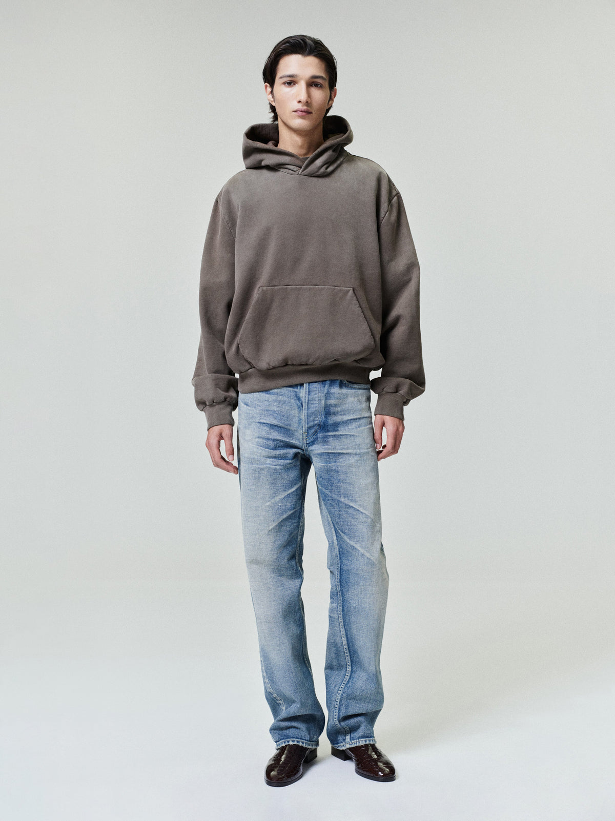 Sunfaded Classic Half Raglan Hoodie W/ Pocket - Faded Brown - Image 3