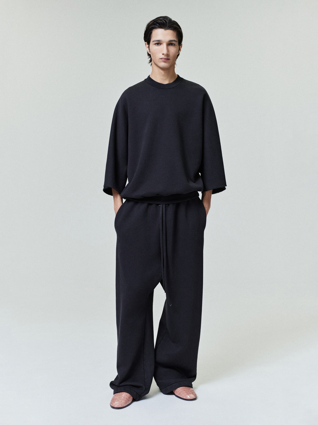 Wide Leg Sweatpants - Black - Image 1