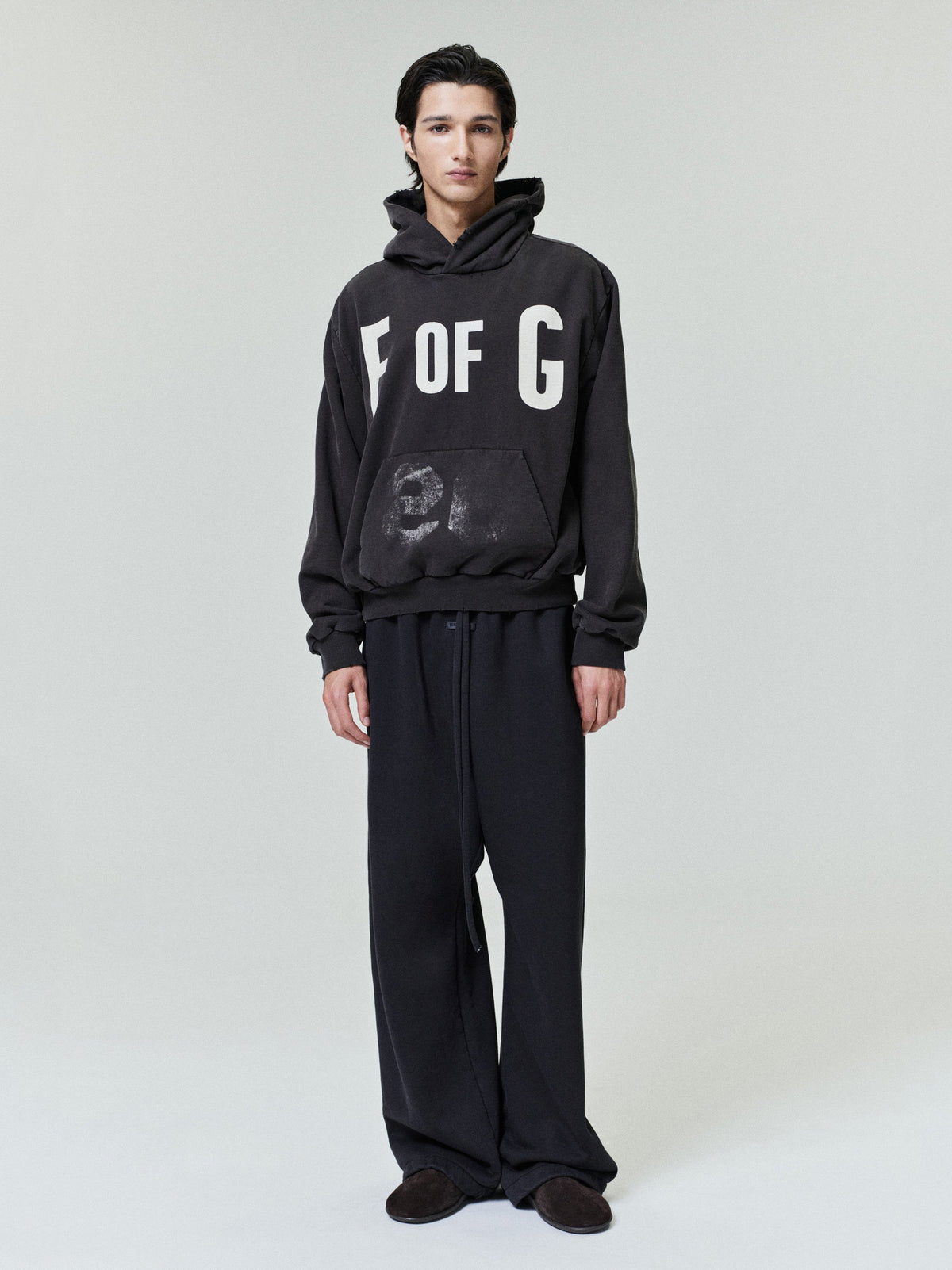 Sunfaded Wide Leg Sweatpant - Black - Image 1