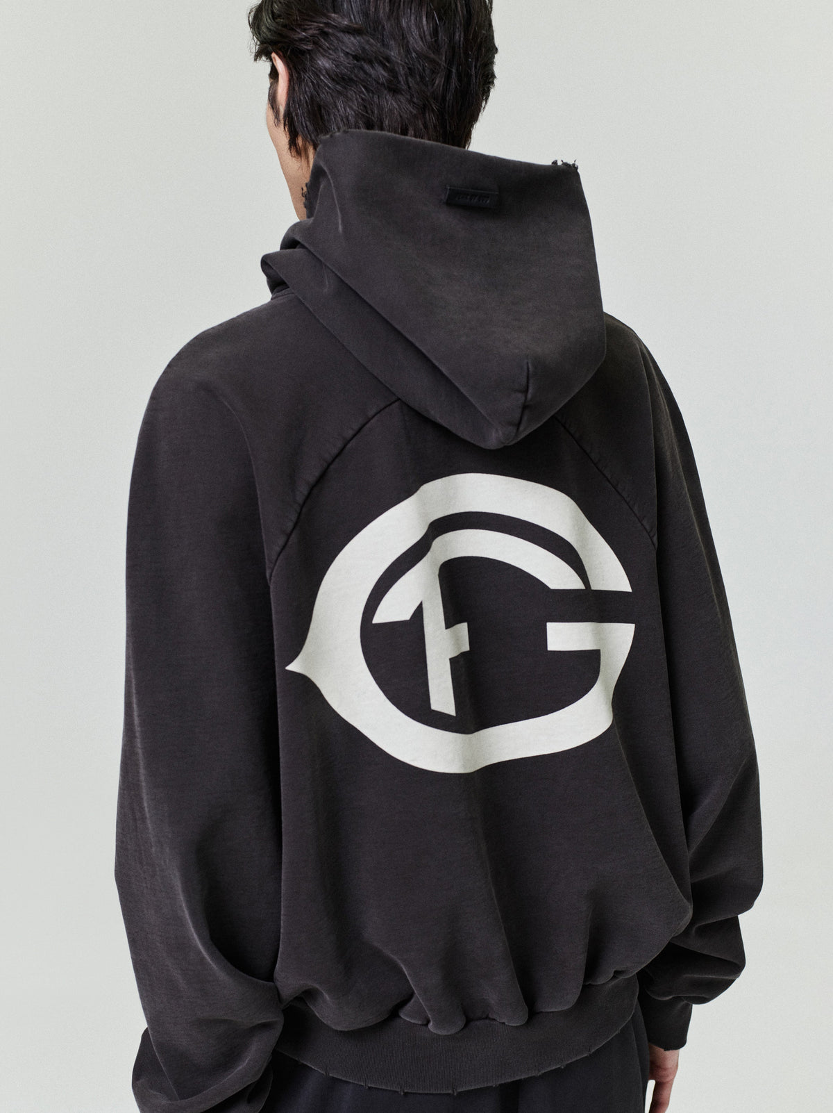 F Of G Classic Half Raglan Hoodie W/ Pocket - Dark Brown - Image 2
