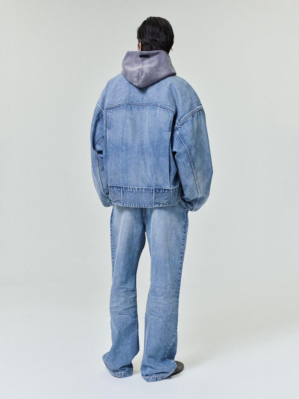 Denim Lapelless Jacket - Medium Indigo - Image 2