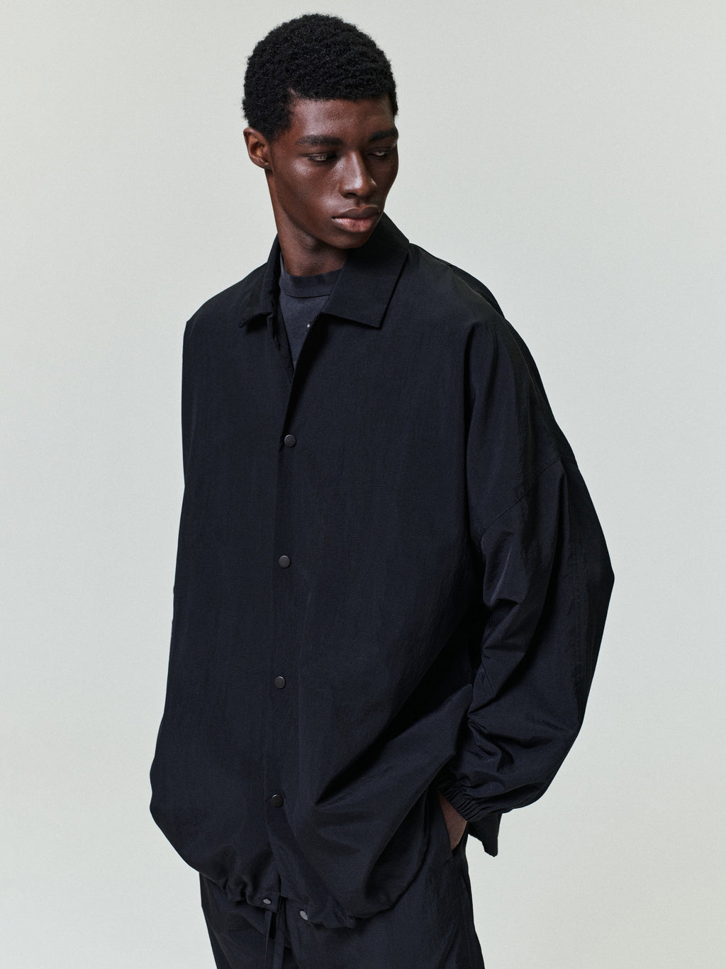 Nylon Ripstop Tech Windbreaker - Black - Image 1