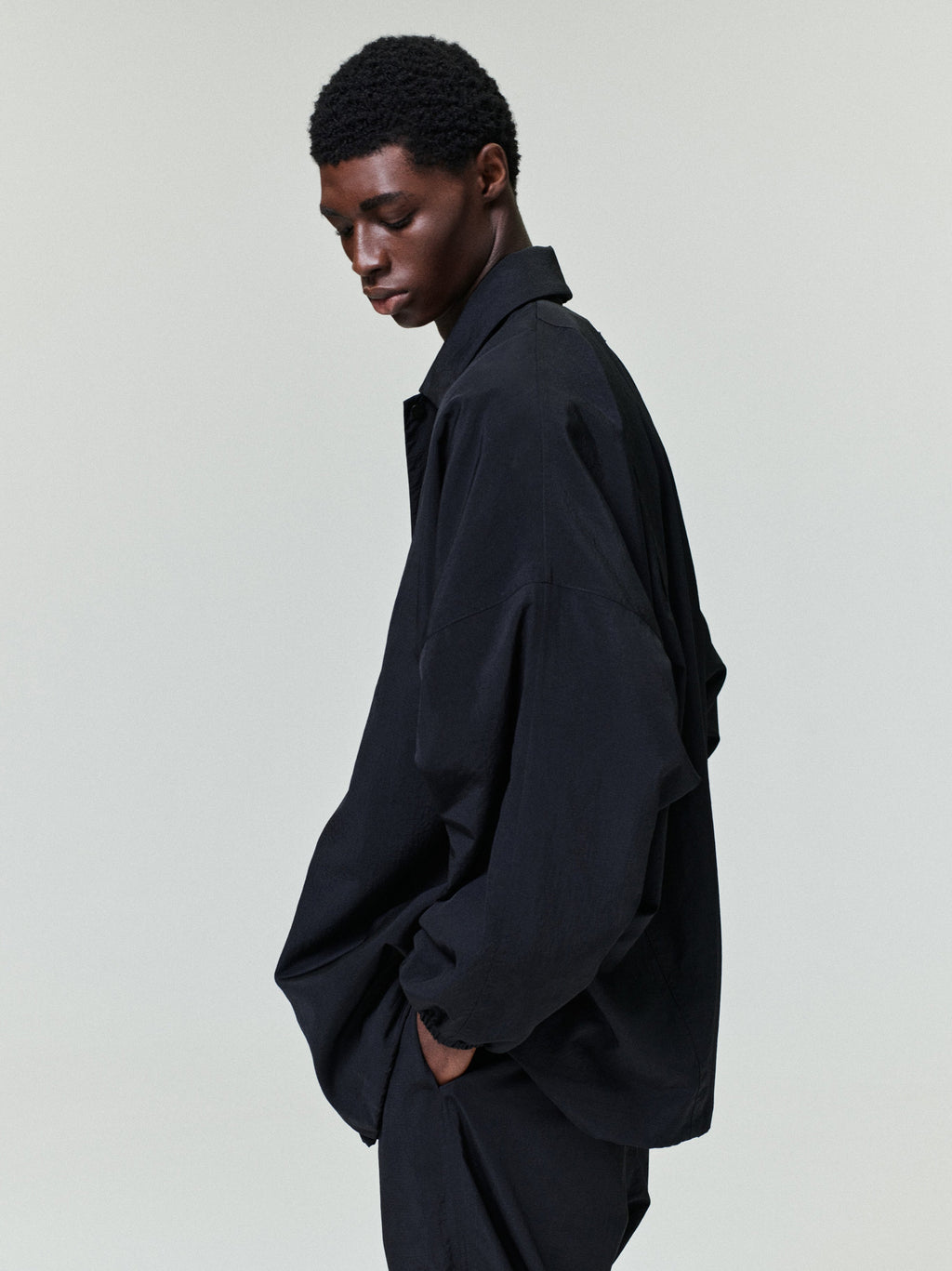 Nylon Ripstop Tech Windbreaker - Black - Image 2