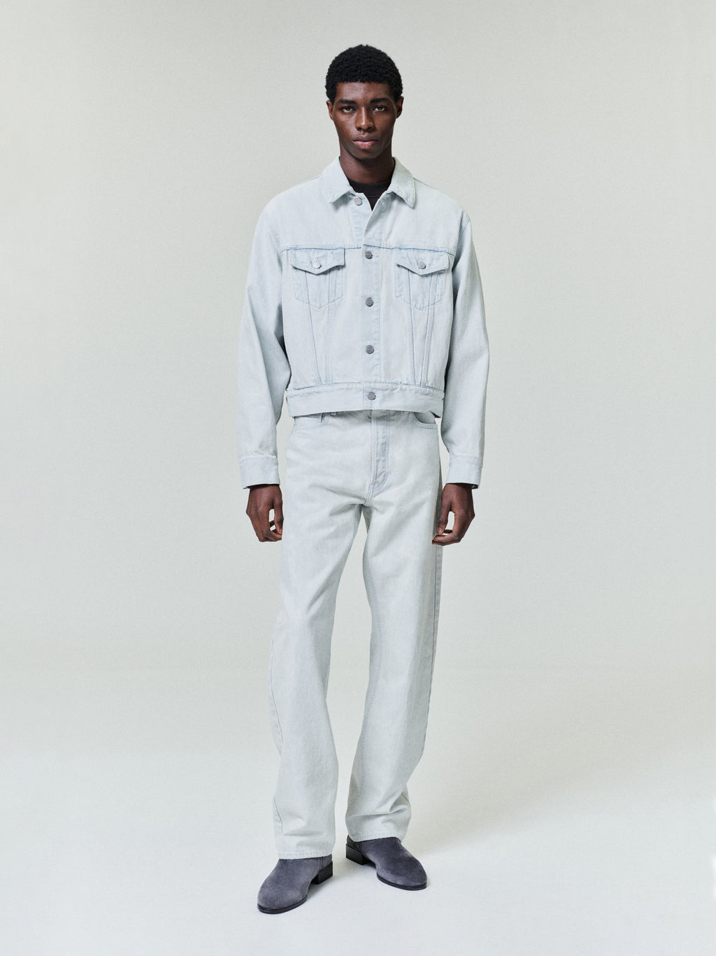 Bleach Washed Denim Straight 5 Pocket - Bleach Wash - Image 1