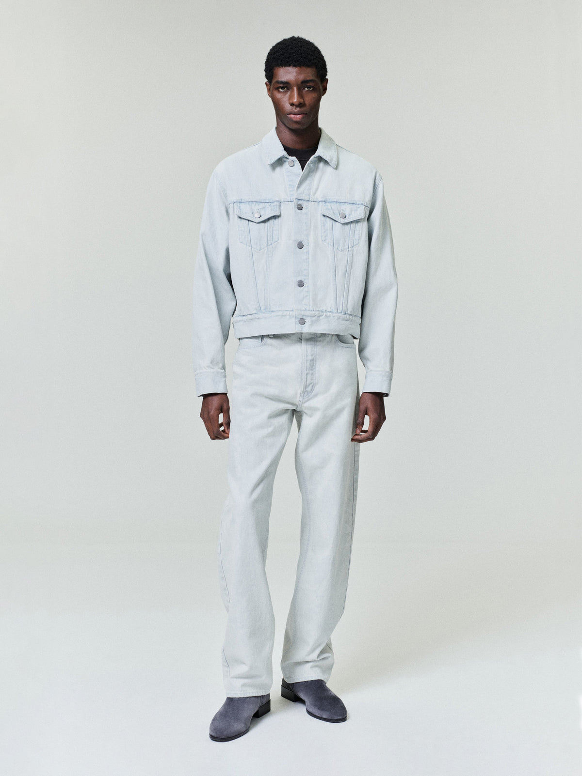 Bleach Washed Denim Straight 5 Pocket - Bleach Wash - Image 1