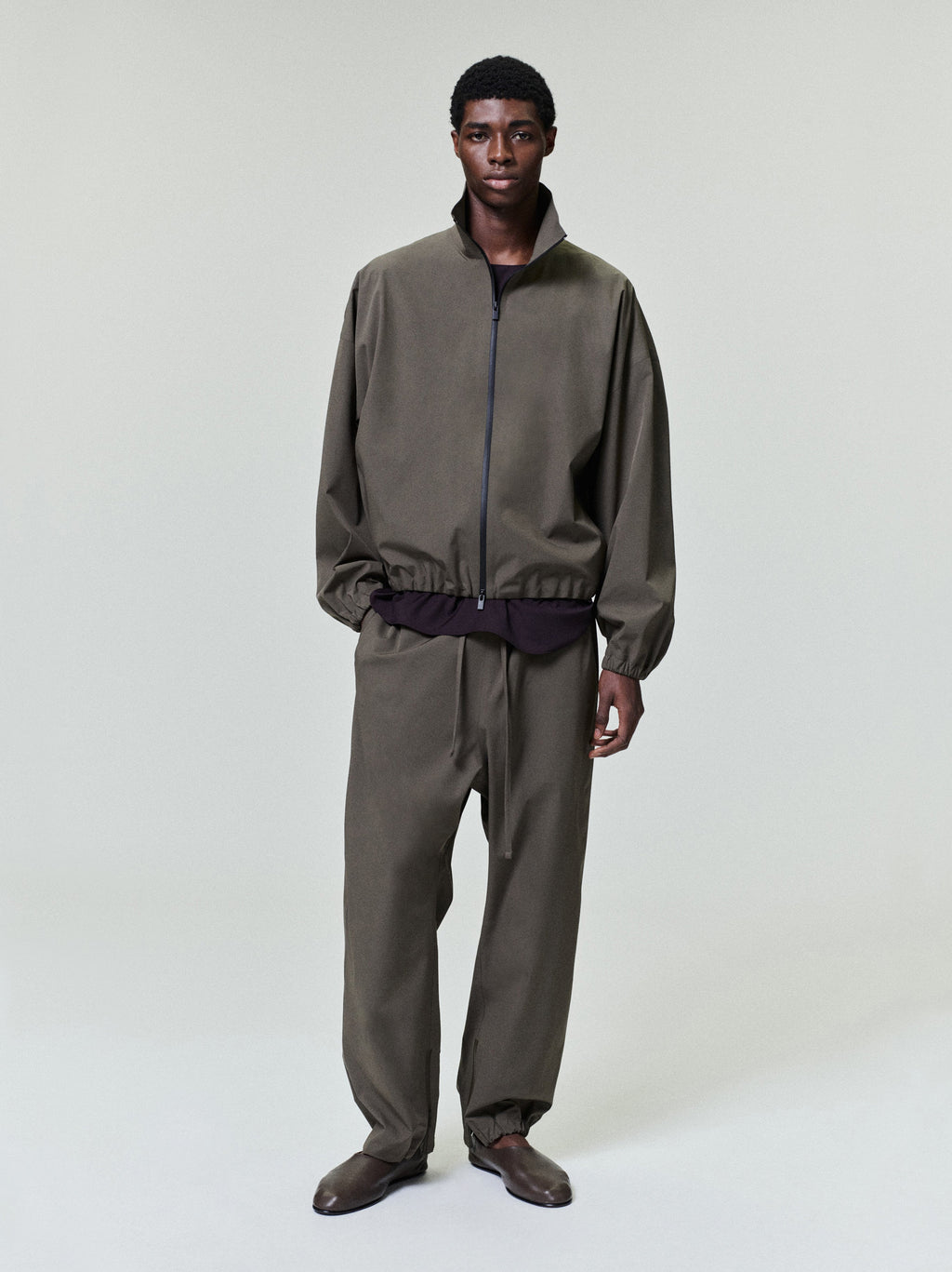 Bonded Nylon Tech Track Jacket - Forest - Image 1