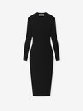 Womens Rib Knit Fitted Long Sleeve Dress - Vintage Black - Image 1