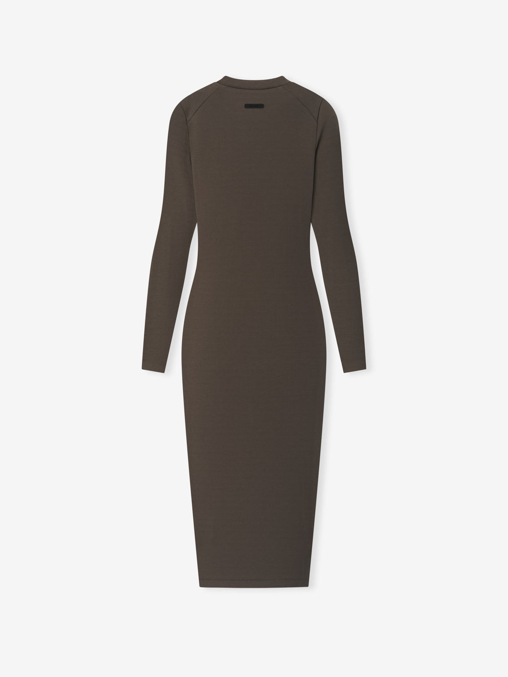 Womens Rib Knit Fitted Long Sleeve Dress - Brown - Image 2