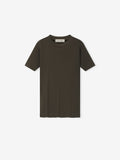 Womens Rib Fitted Short Sleeve Tee - Brown - Image 1