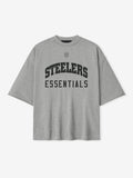 Steelers 90s 3/4 Sleeve Football Tee - Concrete Heather - Image 1