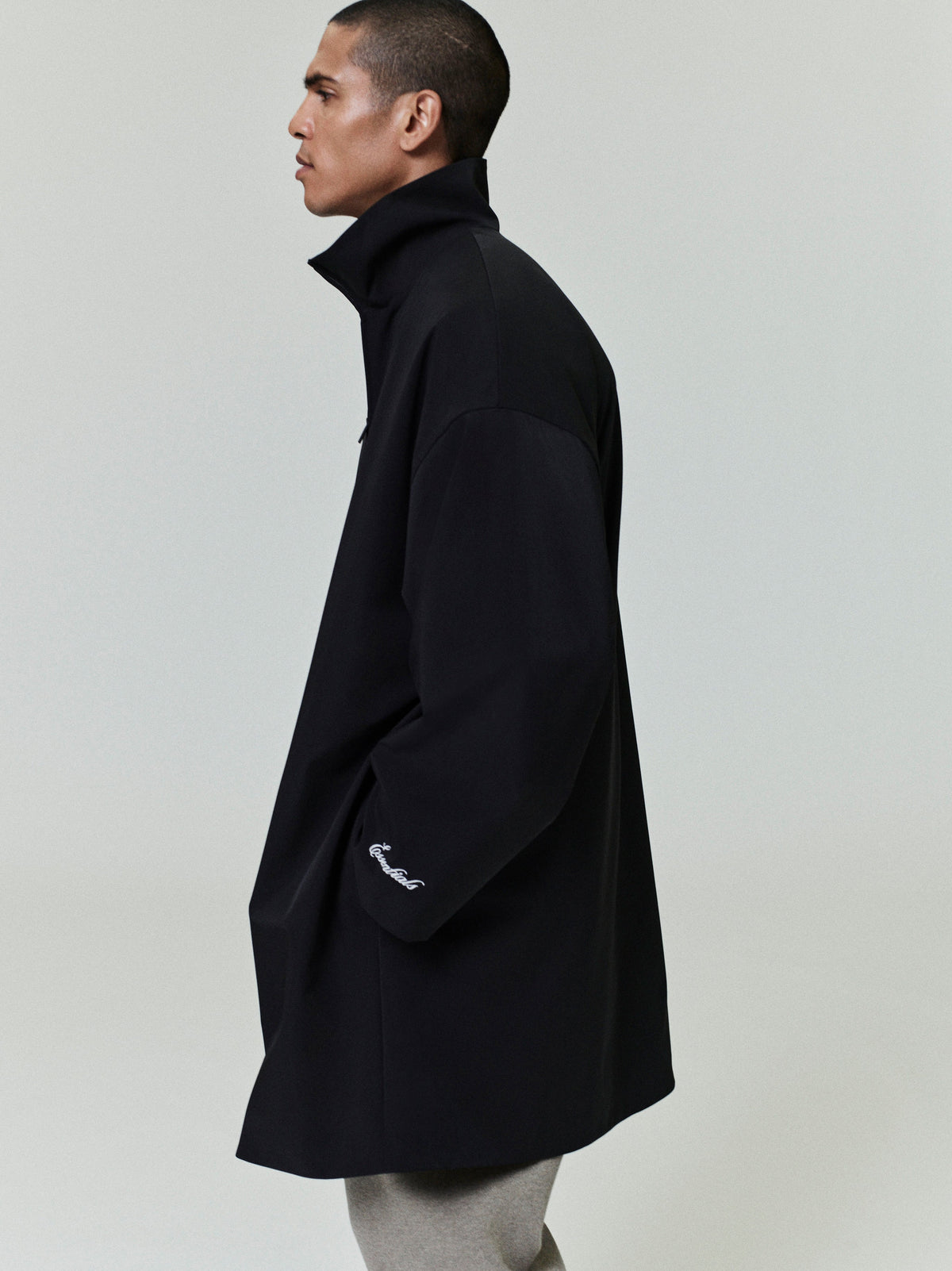 Sporty High Neck Jacket - Jet Black - Image 2
