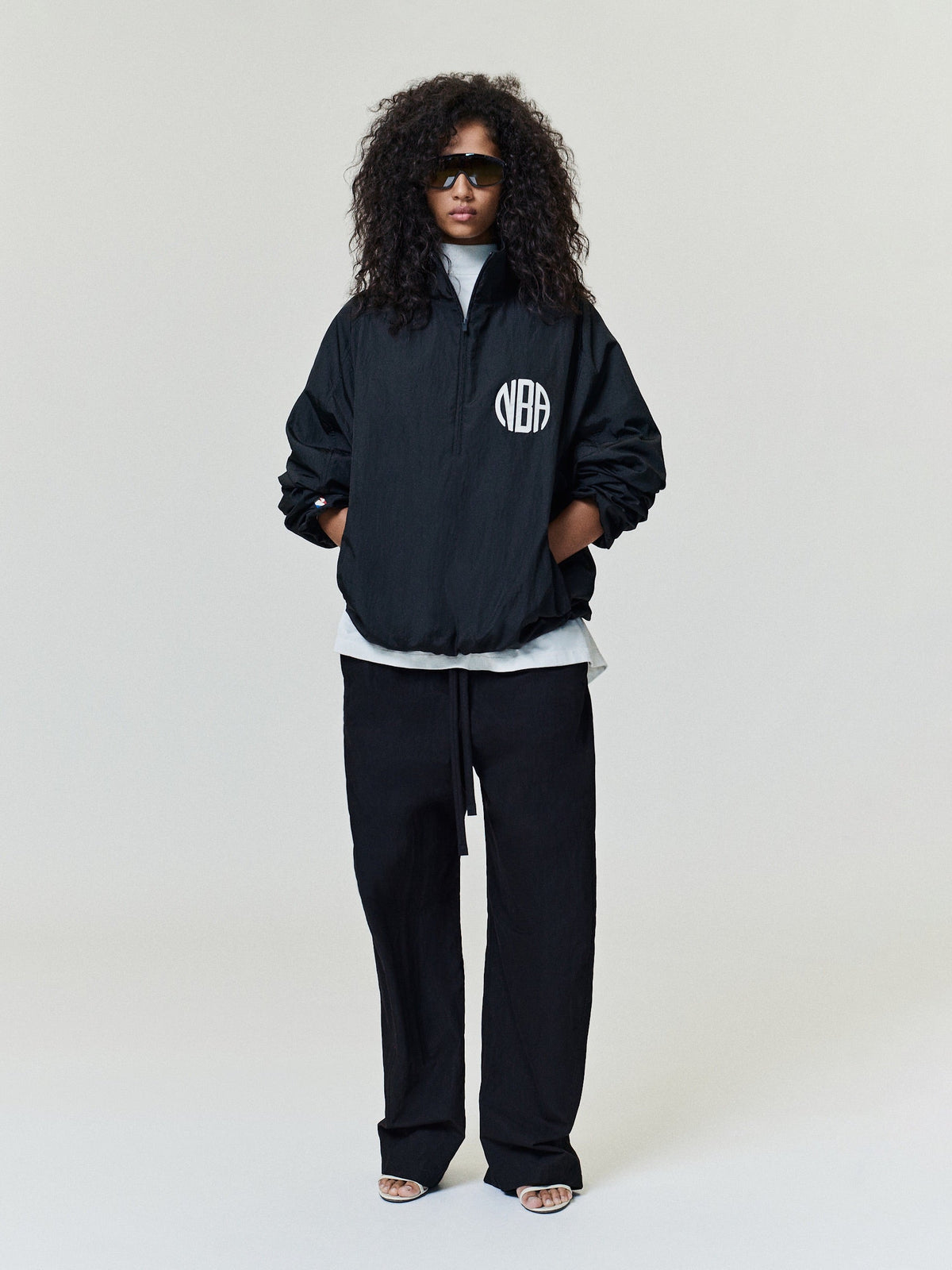1/2 Zip Slim Monogram Jacket - Black - Image 1