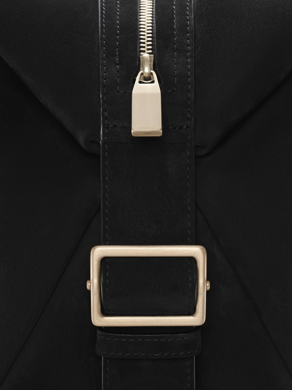 Small Leather Belted Duffle - Black - Image 4
