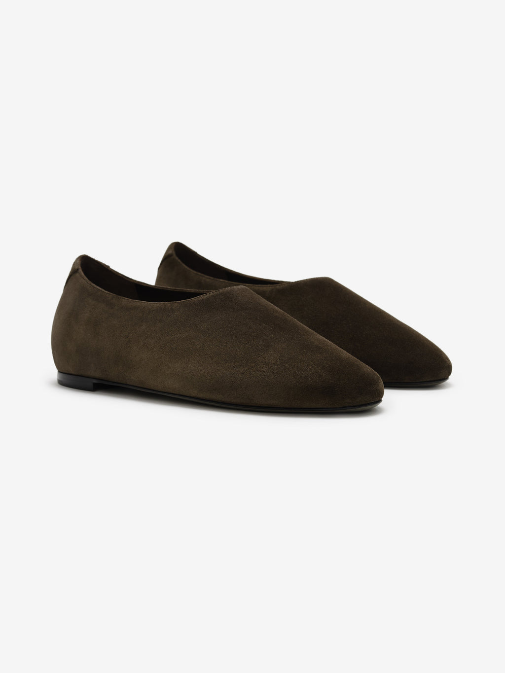 Womens Suede Ballerina - Dark Brown - Image 3