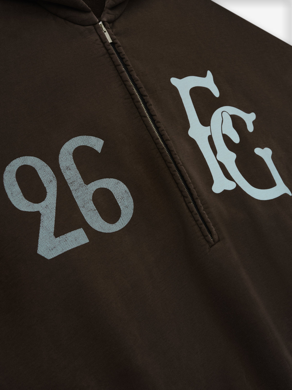 Baseball Club Half Zip Hoodie - Dark Brown - Image 3