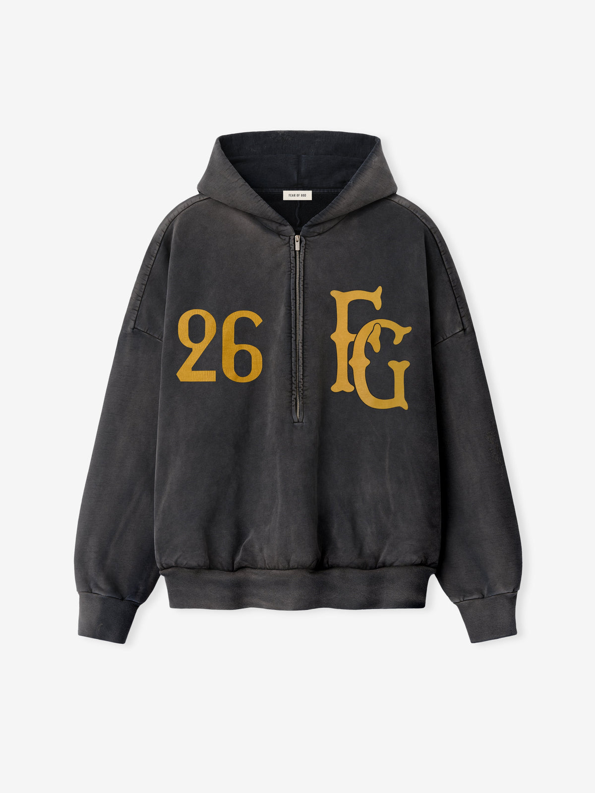 Baseball Club Half Zip Hoodie - Off Black - Image 1