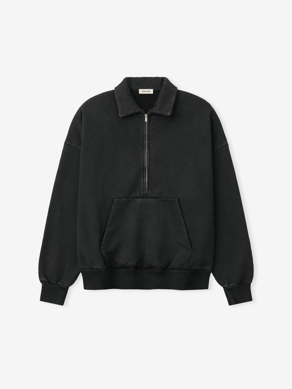 Sunfaded Half Zip Polo Sweatshirt - Black - Image 2