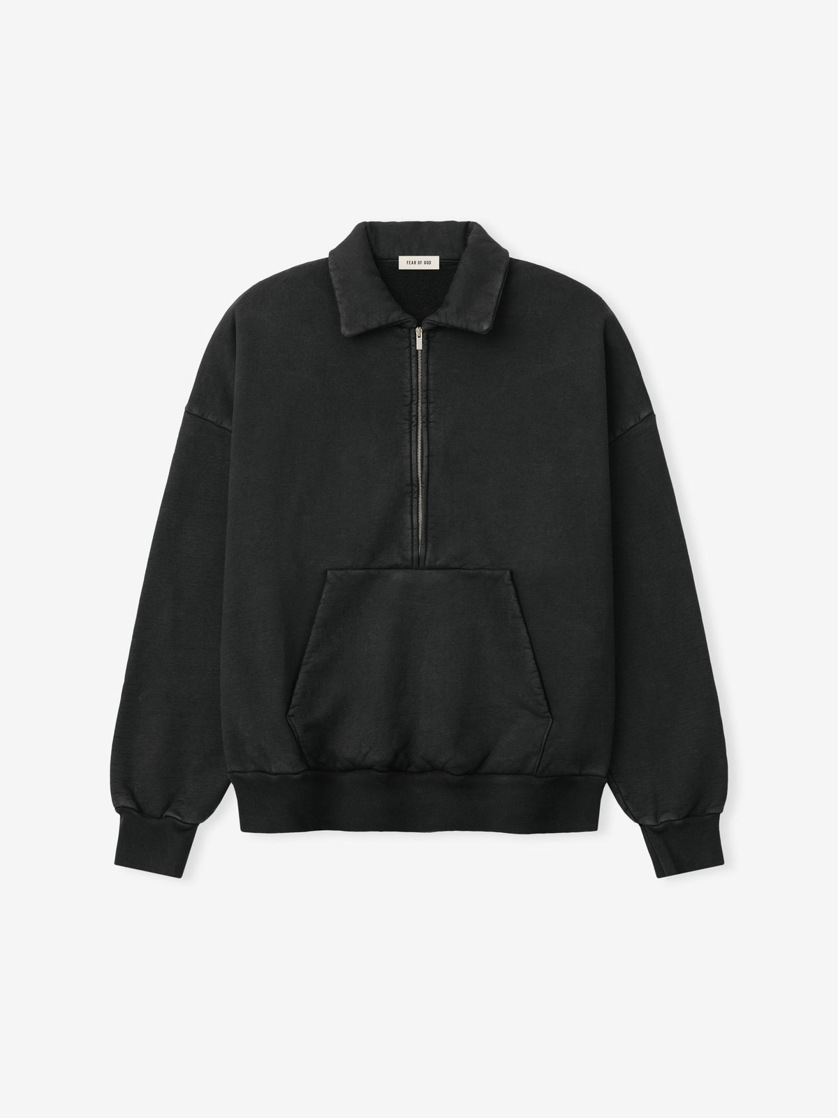 Sunfaded Half Zip Polo Sweatshirt - Black - Image 2