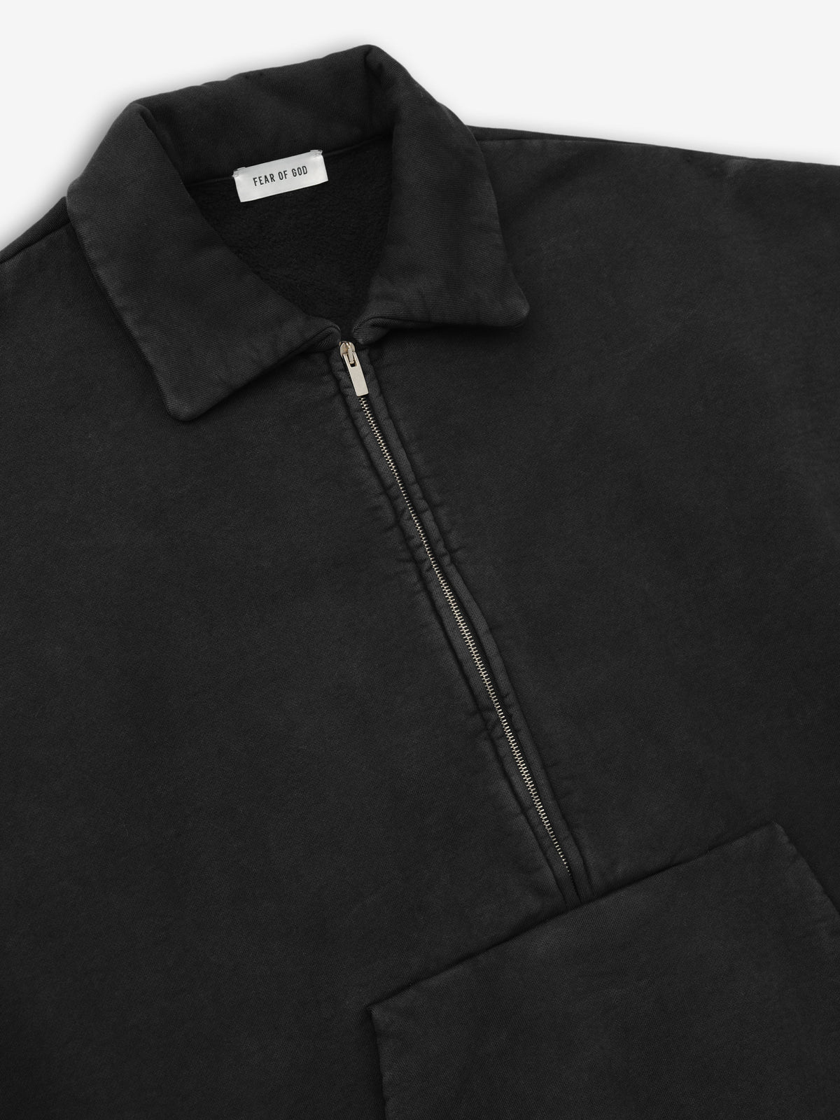 Sunfaded Half Zip Polo Sweatshirt - Black - Image 4