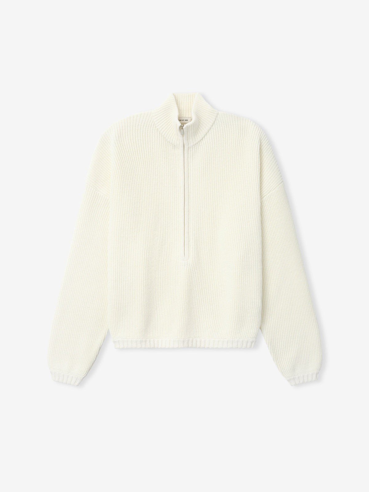 Zip-Up Sweater Long Sleeve - Cream - Image 4