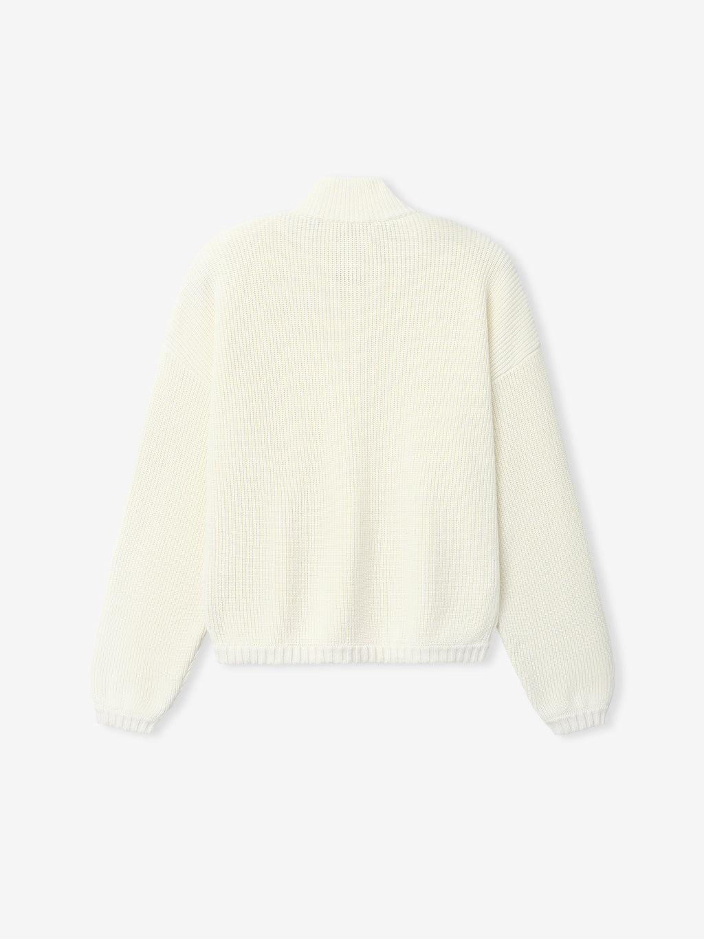 Zip-Up Sweater Long Sleeve - Cream - Image 5