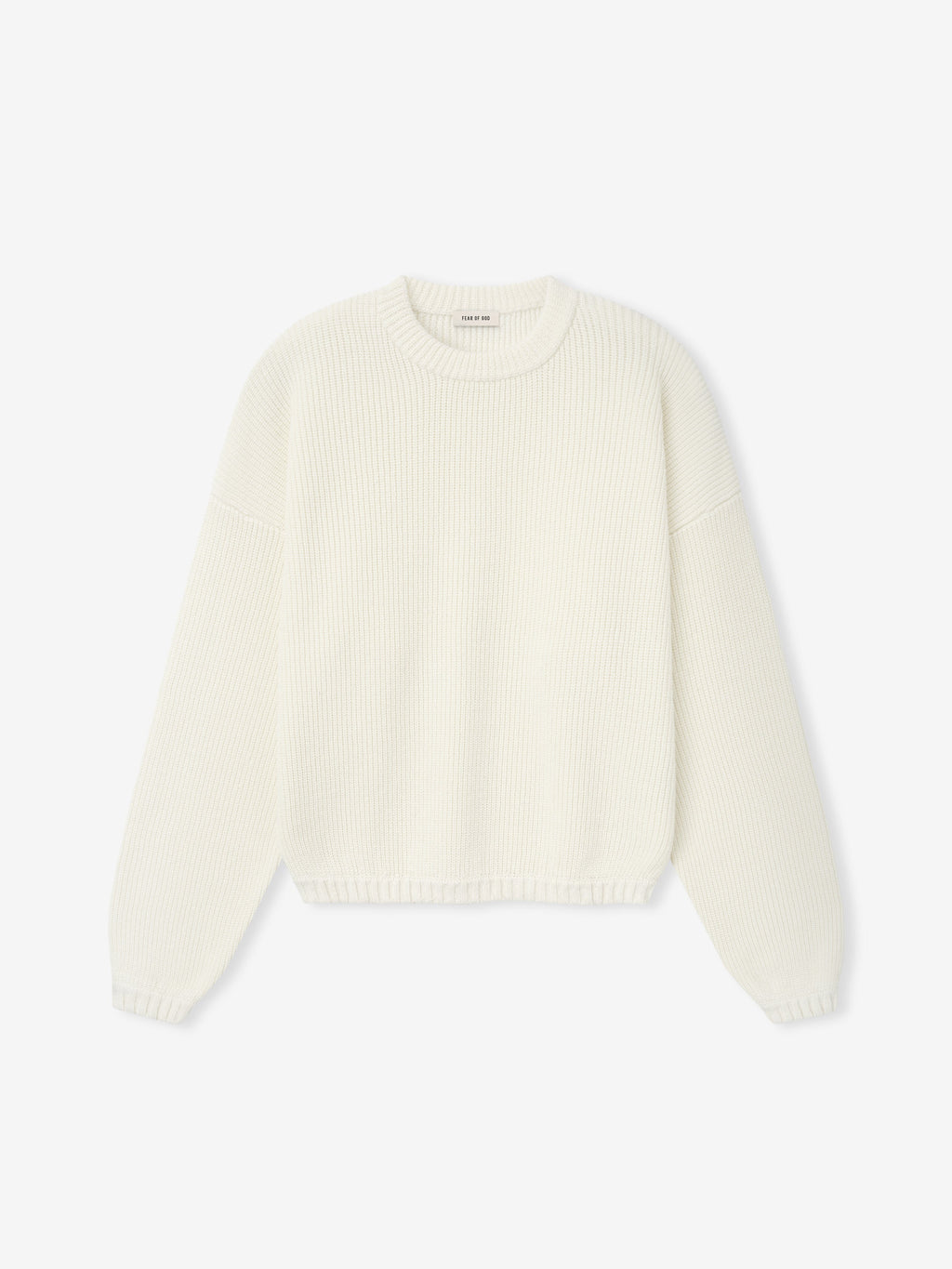 Double Knit Linen Wool Cotton Crewneck Sweater - Cream - Image 4