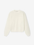 Double Knit Linen Wool Cotton Crewneck Sweater - Cream - Image 4