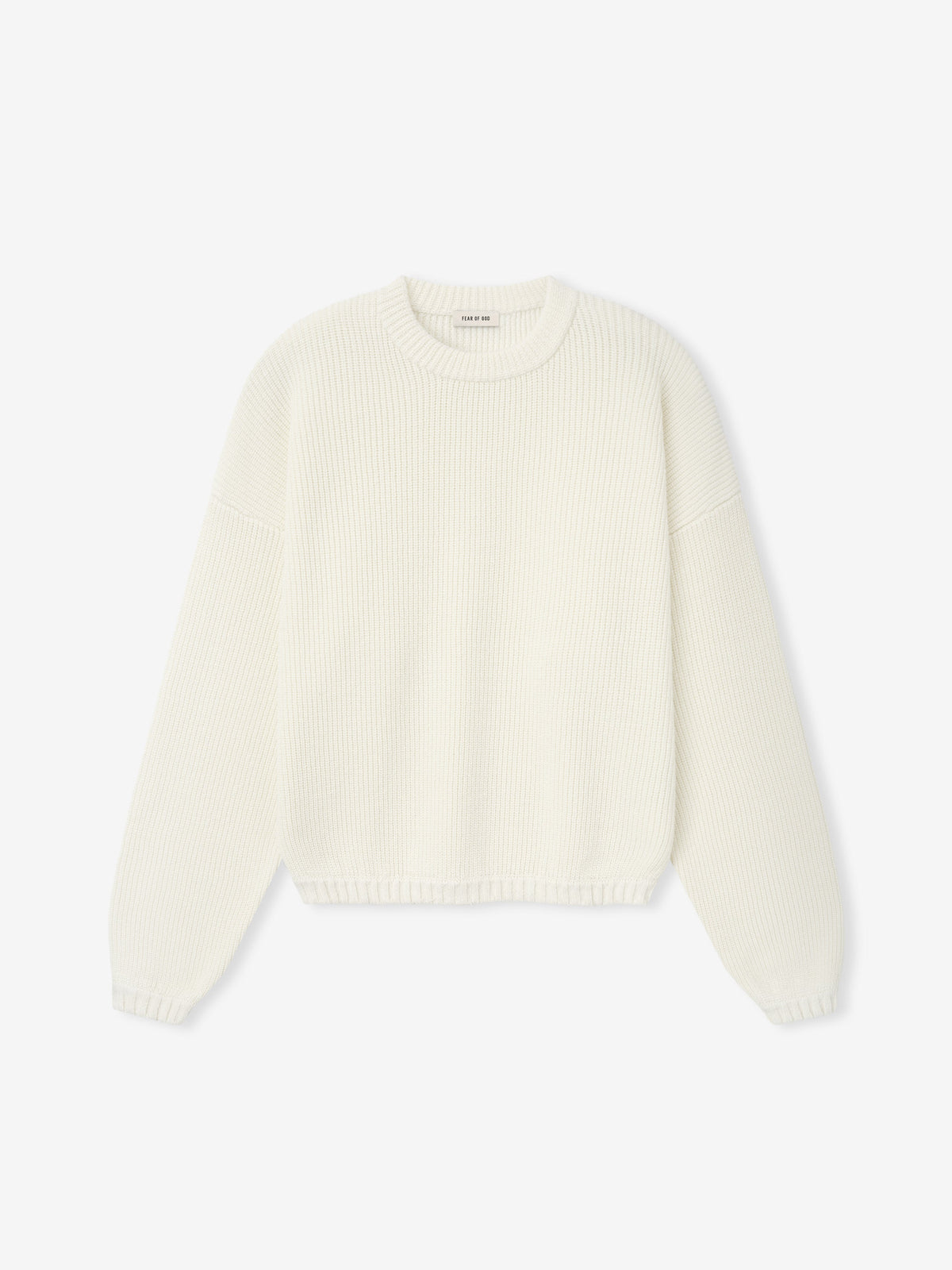 Double Knit Linen Wool Cotton Crewneck Sweater - Cream - Image 4