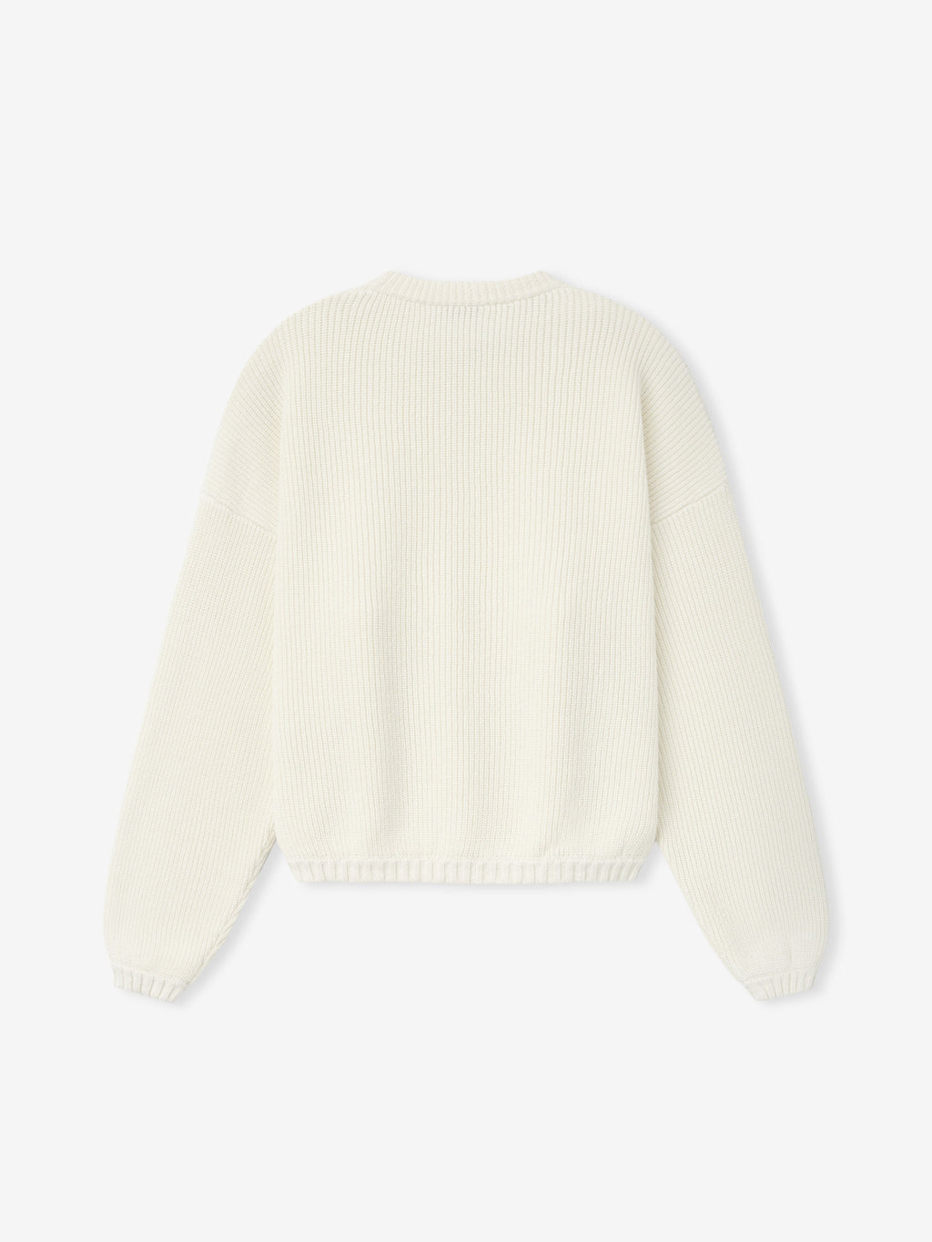 Double Knit Linen Wool Cotton Crewneck Sweater - Cream - Image 5