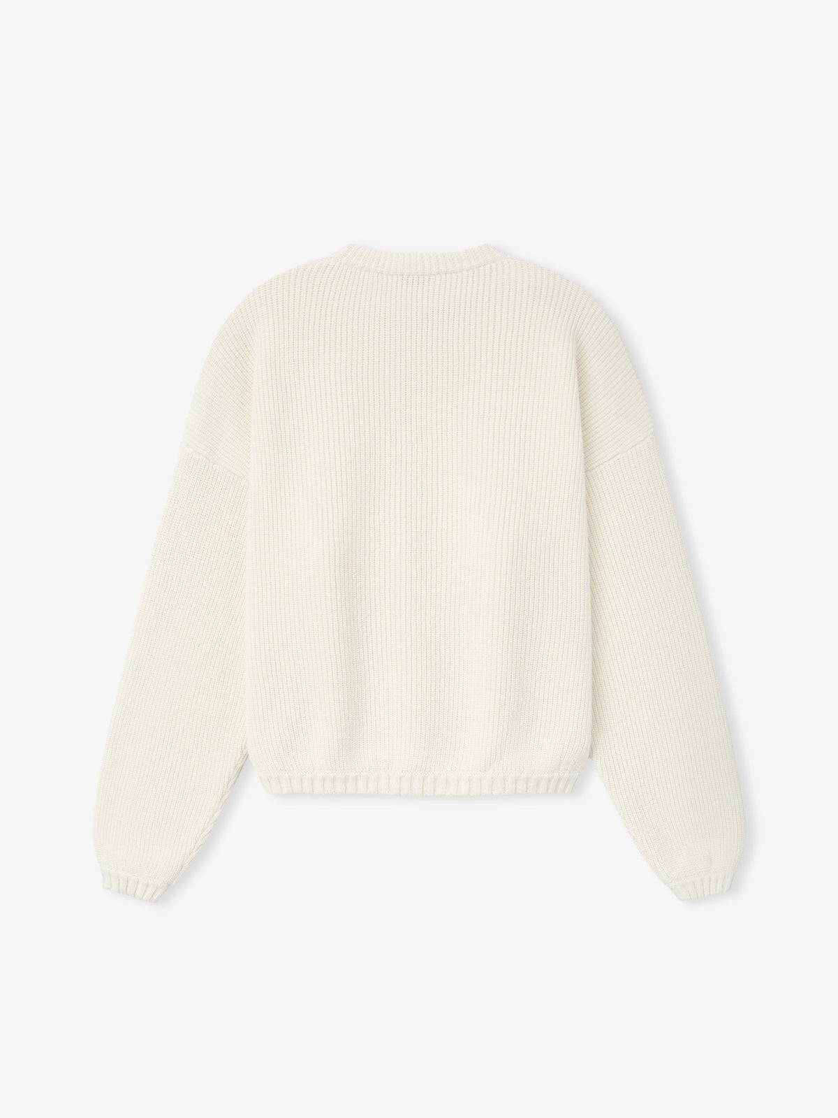 Double Knit Linen Wool Cotton Crewneck Sweater - Cream - Image 5