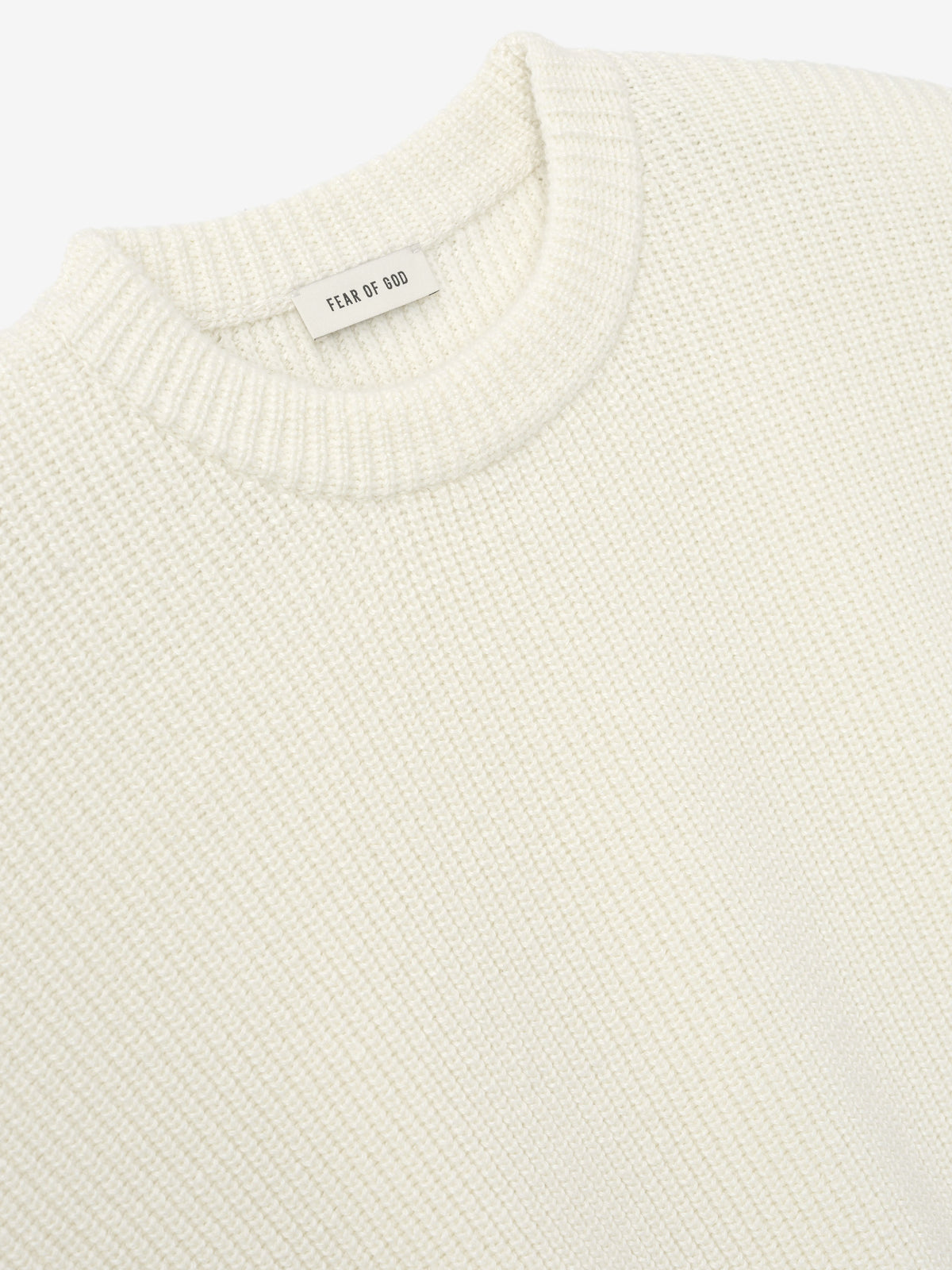 Double Knit Linen Wool Cotton Crewneck Sweater - Cream - Image 6