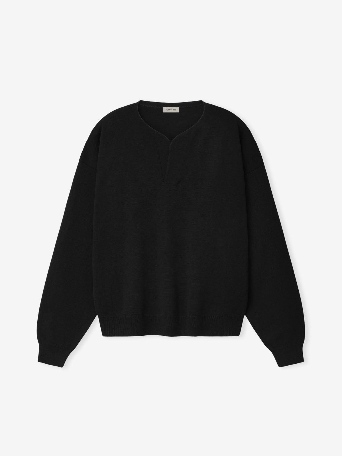 Merino Milano Knit Henley Sweater - Black - Image 4
