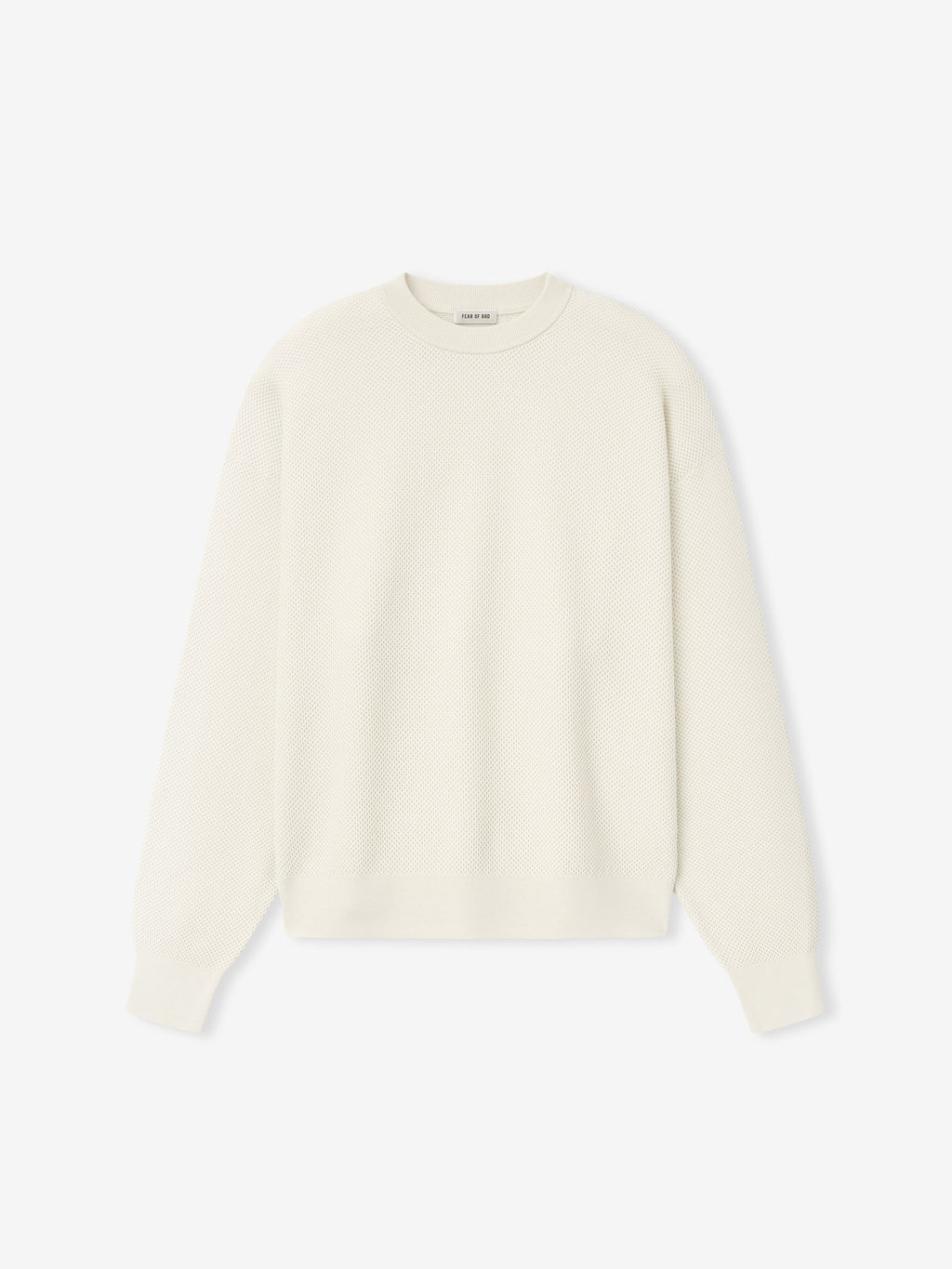 Wool Cotton Sport Mesh Knit Sweater - Cream - Image 3