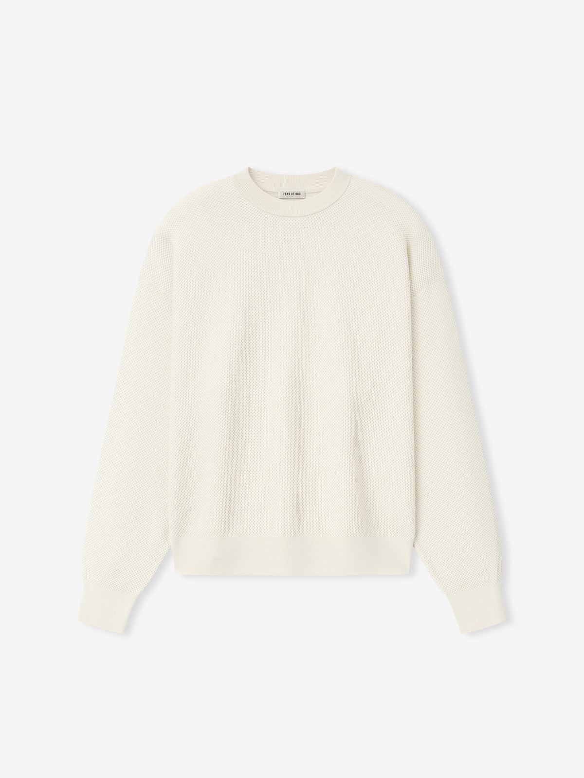Wool Cotton Sport Mesh Knit Sweater - Cream - Image 3