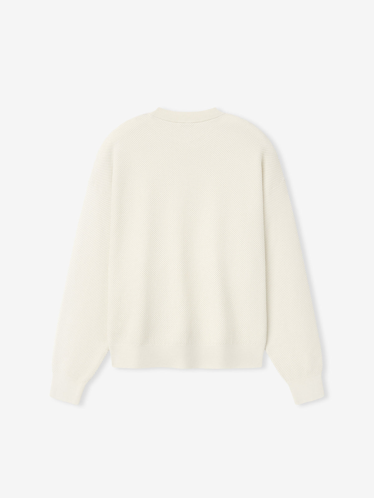 Wool Cotton Sport Mesh Knit Sweater - Cream - Image 4