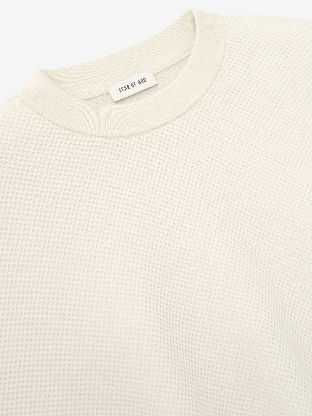 Wool Cotton Sport Mesh Knit Sweater - Cream - Image 5
