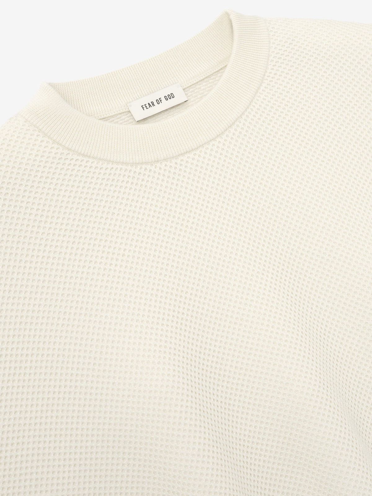 Wool Cotton Sport Mesh Knit Sweater - Cream - Image 5