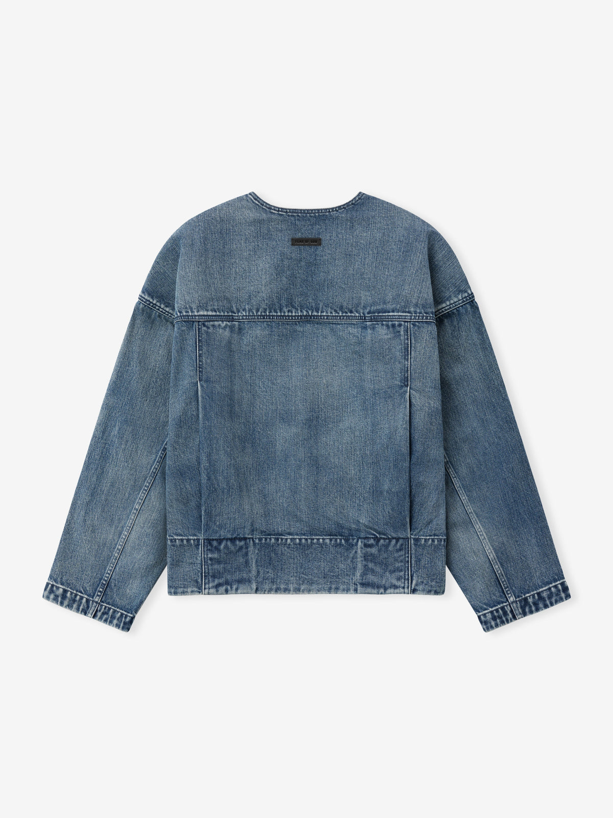 Denim Lapelless Jacket - Medium Indigo - Image 4