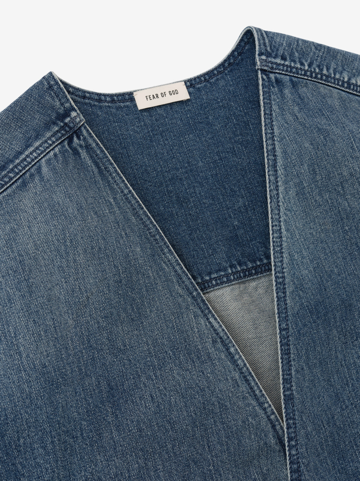 Denim Lapelless Jacket - Medium Indigo - Image 5