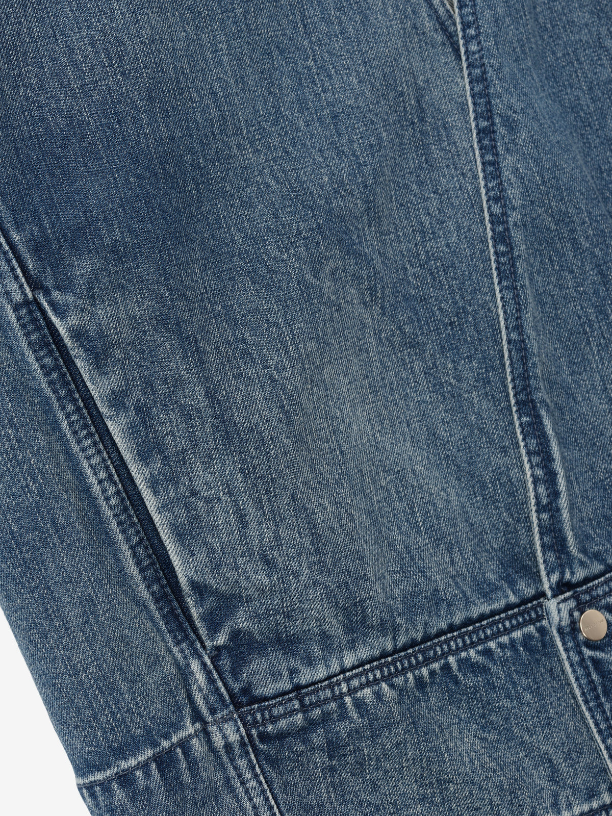 Denim Lapelless Jacket - Medium Indigo - Image 6