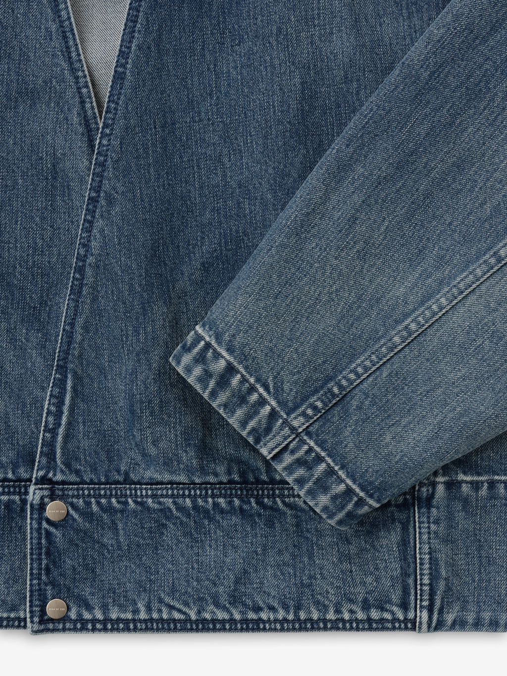 Denim Lapelless Jacket - Medium Indigo - Image 7