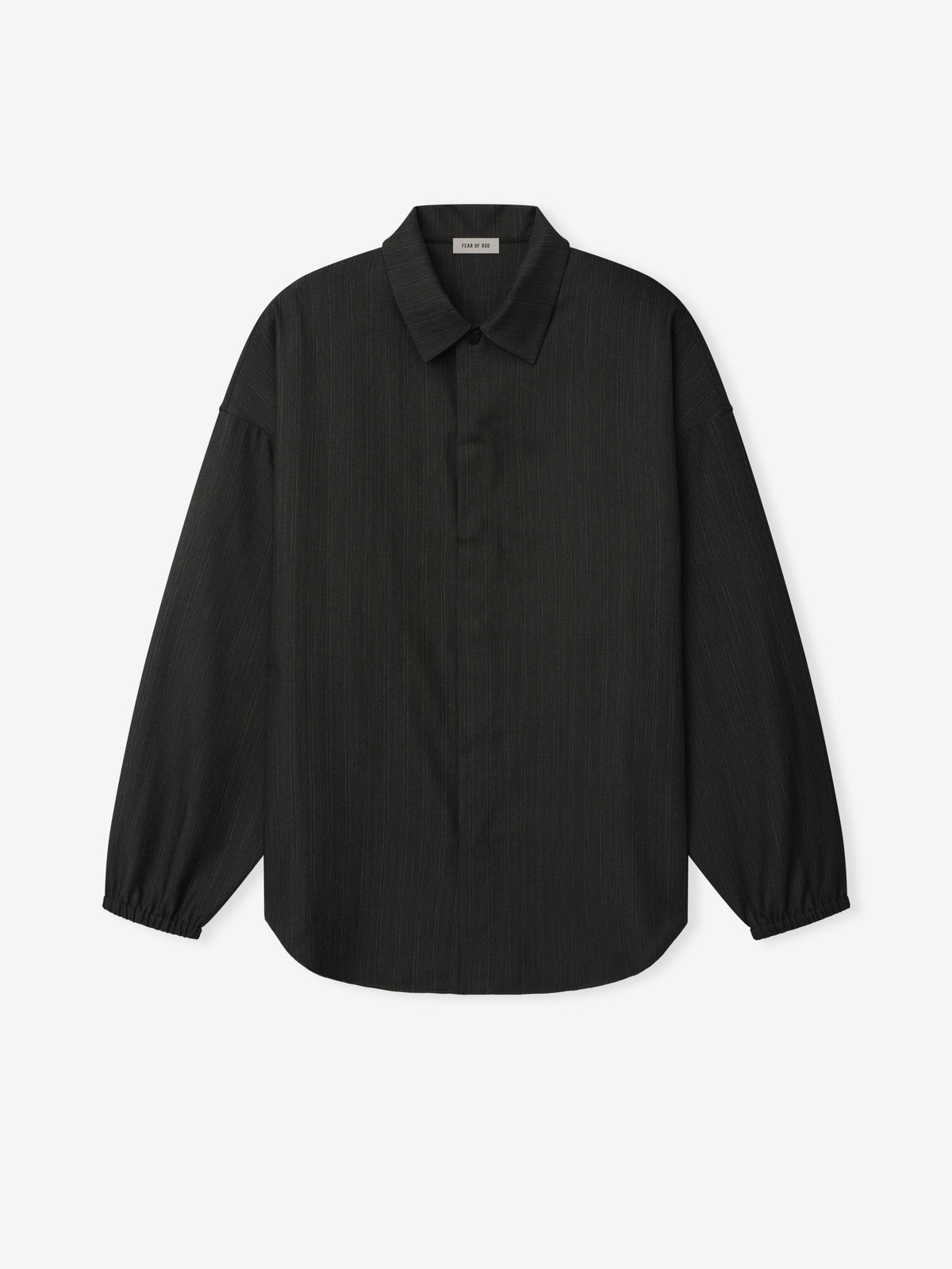 Black Striped Wool Elastic Cuff Shirt - Black Striped - Image 3