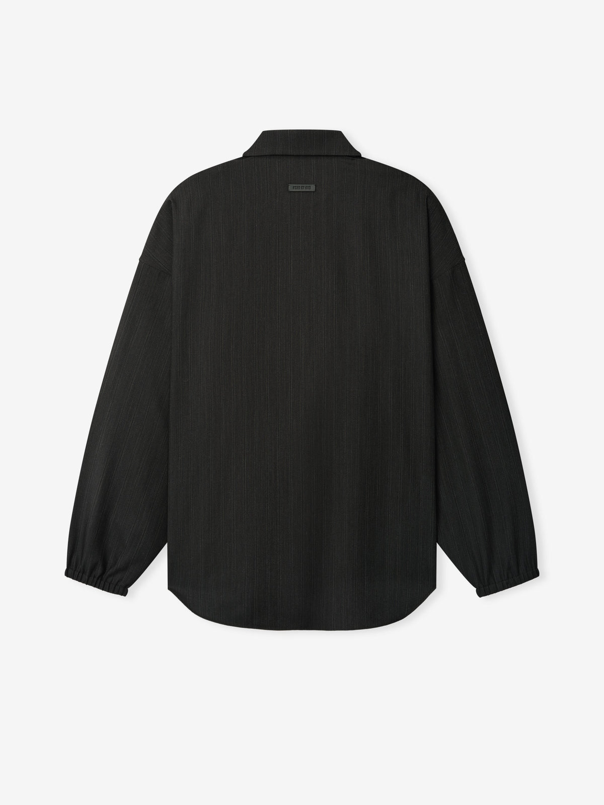 Black Striped Wool Elastic Cuff Shirt - Black Striped - Image 4