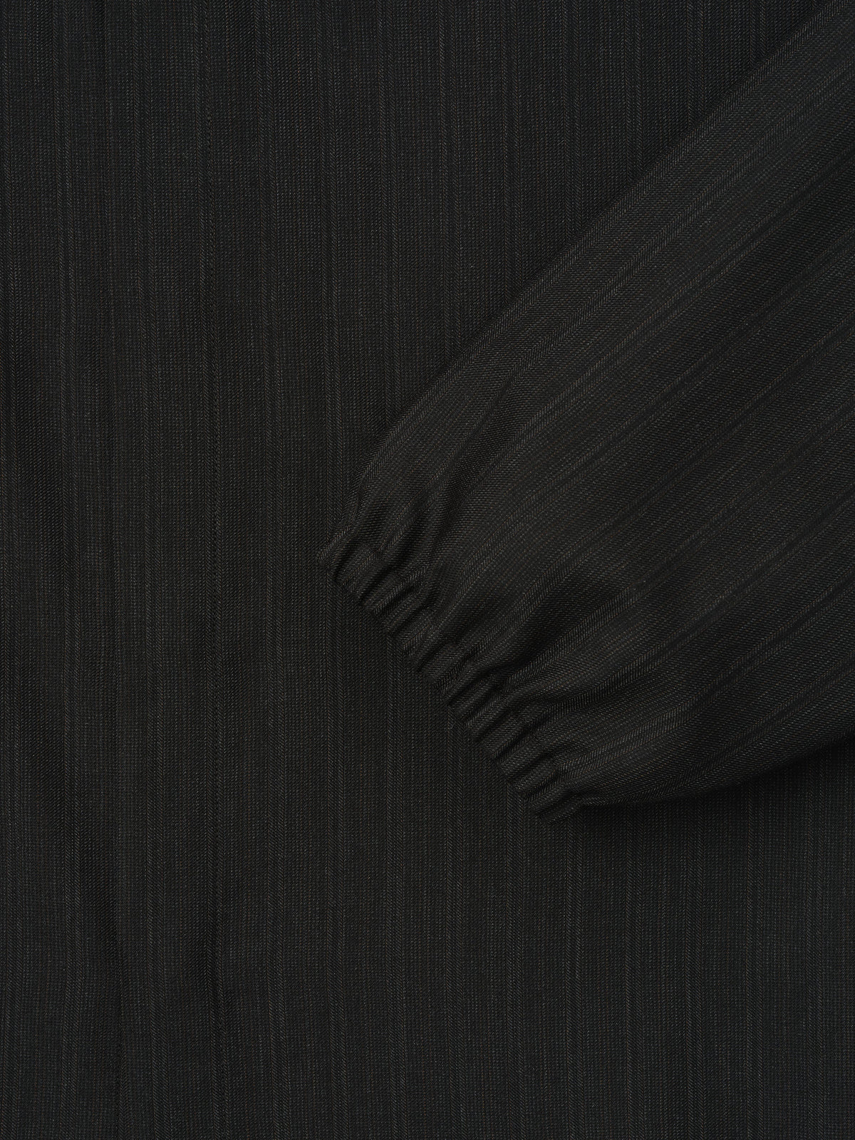 Black Striped Wool Elastic Cuff Shirt - Black Striped - Image 6