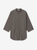 Cotton Wool Oxford Mandarin Relaxed Short Sleeve Shirt - Willow - Image 3